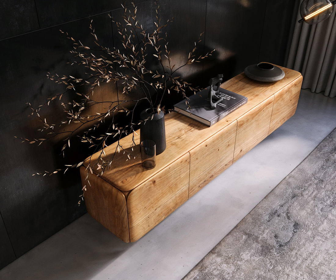 Floating TV Stand Shavani 200cm 4 Doors Acacia Wood Natural