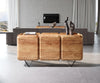 Sideboard Kiano 145cm 6 Doors Acacia Wood Natural V-Feet Black