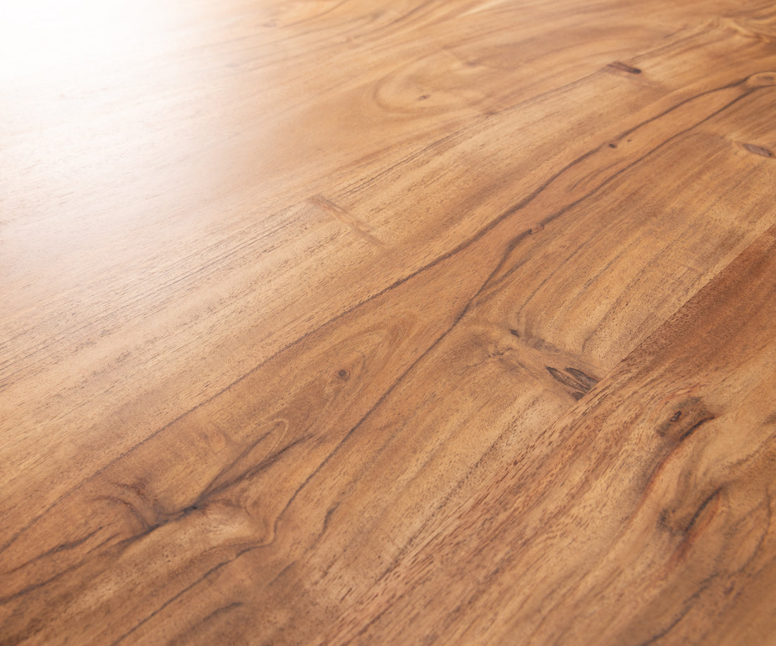 Coffee Table Kiano 90x90 cm 2 Drawers Acacia Wood Natural V-Feet Black