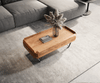 Coffee Table Kiano 100x50 cm 2 Drawers Acacia Wood Natural V-Feet Silver
