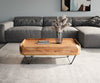 Coffee Table Kiano 100x50 cm 2 Drawers Acacia Wood Natural V-Feet Black