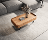 Coffee Table Kiano 100x50 cm 2 Drawers Acacia Wood Natural V-Feet Black