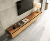 Floating TV Stand Stonegrace 240cm Acacia Wood Natural 4 Doors Stone Veneer