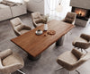 Dining Table Olympus Live-Edge 200x100cm Acacia Wood Brown Three Pillars Frame Graphite 55mm Top