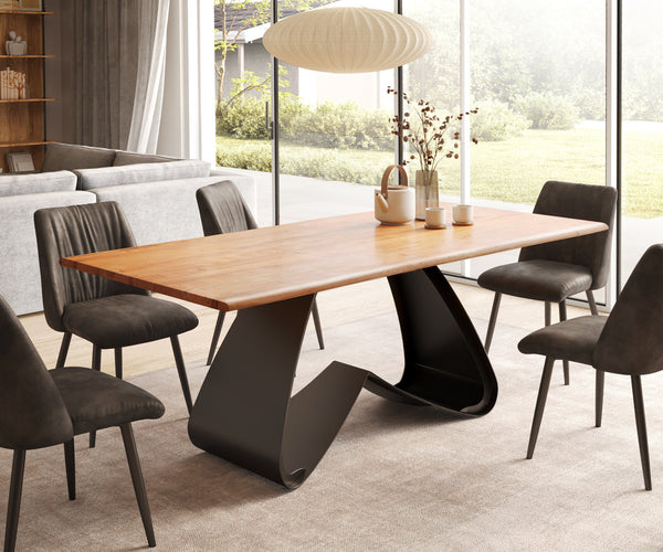 Dining Table Olympus Live-Edge 200x100cm Acacia Wood Natural W-Frame Black
