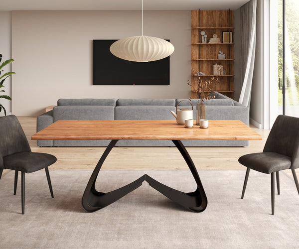 Dining Table Olympus Live-Edge 200x100cm Acacia Wood Natural W-Frame Black