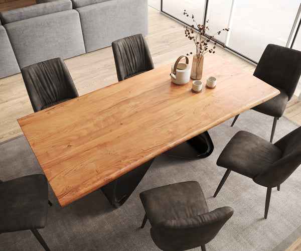 Dining Table Olympus Live-Edge 200x100cm Acacia Wood Natural W-Frame Black