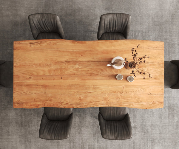 Dining Table Olympus Live-Edge 200x100cm Acacia Wood Natural W-Frame Black