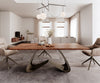 Dining Table Olympus Live-Edge 200x100cm Acacia Wood Brown W-Frame Titanium 35mm Top