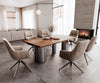 Dining Table Olympus Live-Edge 200x100cm Acacia Wood Brown Three Pillars Frame Graphite 35mm Top