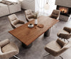 Dining Table Olympus Live-Edge 200x100cm Acacia Wood Brown Three Pillars Frame Graphite 35mm Top