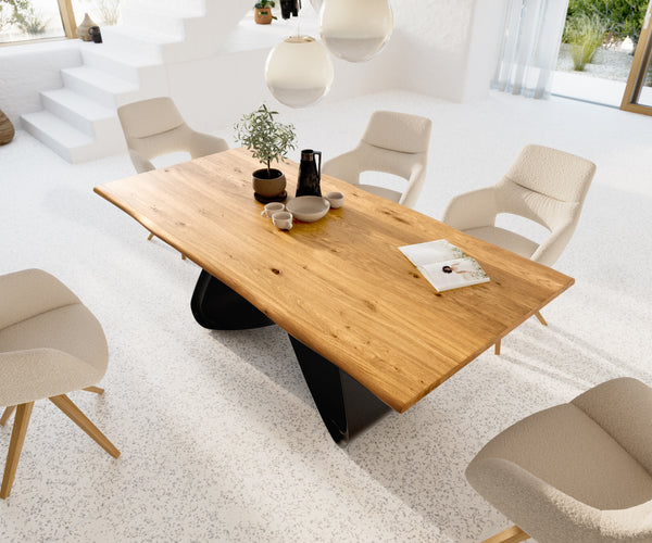 Dining Table Olympus Live-Edge 200x100cm Oak Wood Natural W-Frame Black