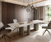 Dining Table Aurora 300x100cm Ceramic Beige Three Pillars Frame Titanium