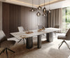 Dining Table Aurora 300x100cm Ceramic Beige Three Pillars Frame Graphite