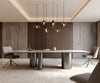 Dining Table Aurora 300x100cm Ceramic Beige Three Pillars Frame Graphite