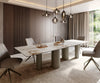 Dining Table Aurora 300x100cm Ceramic Beige Four Pillars Frame Titanium