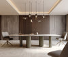 Dining Table Aurora 300x100cm Ceramic Beige Four Pillars Frame Titanium