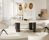 Dining Table Aurora Oval 220cm Ceramic Minas Melange Beige Four Pillars Frame Graphite