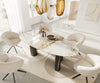 Dining Table Aurora Oval 220cm Ceramic Minas Melange Beige Four Pillars Frame Graphite