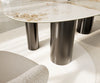 Dining Table Aurora Oval 220cm Ceramic Minas Melange Beige Four Pillars Frame Graphite