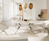 Dining Table Aurora Oval 220cm Ceramic Minas Melange Beige Zenthara Frame Silver