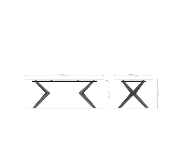 Dining Table Aurora Oval 220cm Ceramic Onice Oro Beige Zenthara Frame Titanium