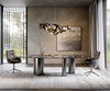 Dining Table Aurora Oval 280x130cm Ceramic Agate Black Three Pillars Frame Graphite