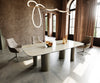 Dining Table Aurora Boat 240x120cm Ceramic Onice Oro Beige Four Pillars Frame Titanium