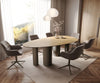 Dining Table Aurora Oval 220x120cm Ceramic Oak-Look Four Pillars Frame Titanium