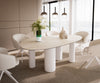 Dining Table Aurora Oval 220x120cm Ceramic Travertino Bianco Travertine Four Pillars Frame White