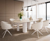 Dining Table Aurora Oval 220x120cm Ceramic Travertino Bianco Travertine Four Pillars Frame White