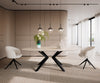 Dining Table Aurora Oval 220x120cm Ceramic Travertine Angled Frame Black