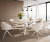 Dining Table Aurora Oval 220x120cm Ceramic Travertine Angled Frame White