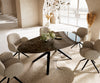 Dining Table Aurora Oval 220x120cm Ceramic Dark Brown Angular Frame Black