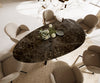 Dining Table Aurora Oval 220x120cm Ceramic Dark Brown Angular Frame Black