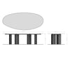 Dining Table Aurora Oval 315x150cm Ceramic Dark Brown Four Pillars Frame Graphite