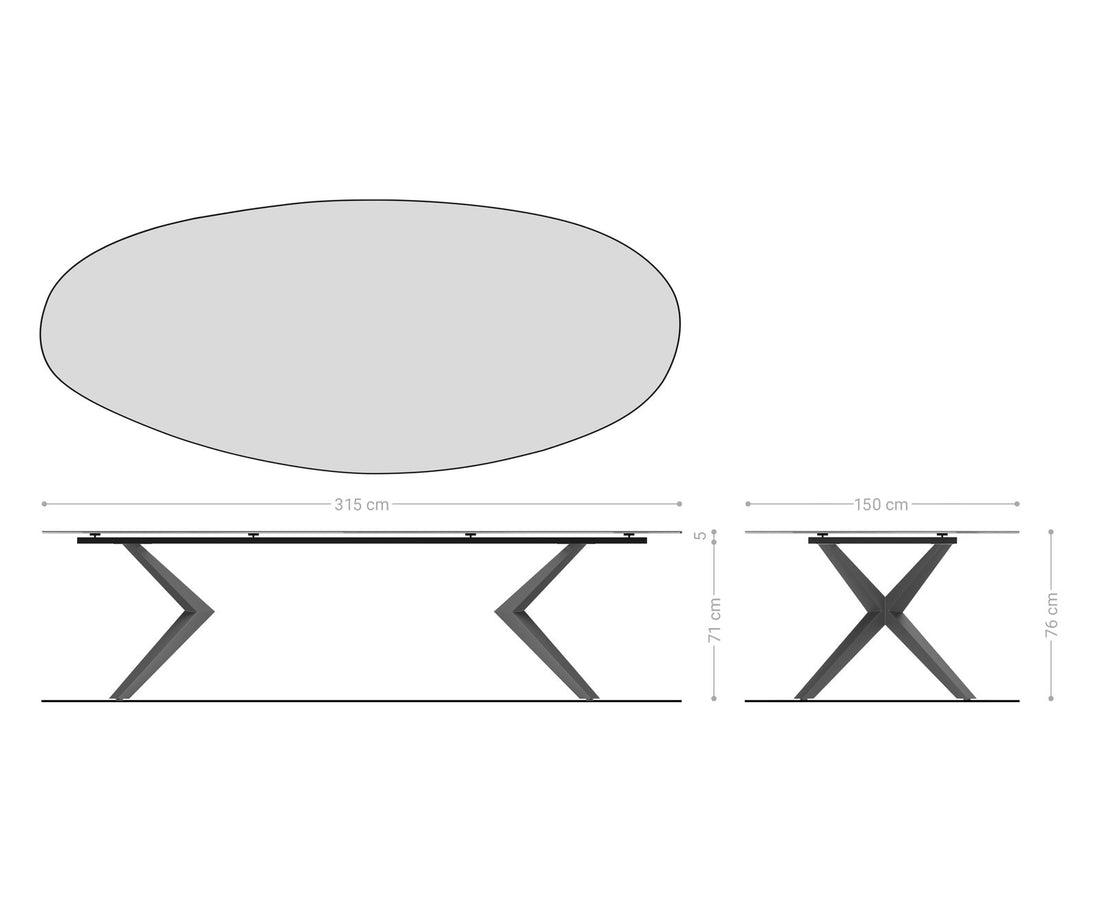 Dining Table Aurora Oval 315x150cm Ceramic Emperador Extra Lucidato Dark Brown Zenthara Frame Black