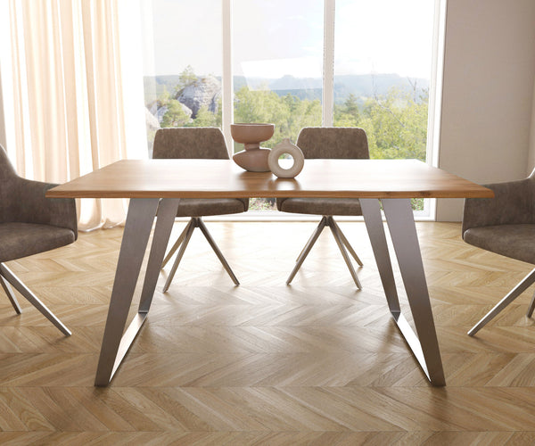 Dining Table Olympus Live-Edge 140x90cm Acacia Wood Natural Slanted Frame Steel