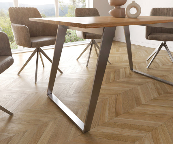 Dining Table Olympus Live-Edge 140x90cm Acacia Wood Natural Slanted Frame Steel
