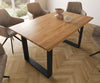 Dining Table Olympus Live-Edge 140x90cm Acacia Wood Natural Square Frame Black