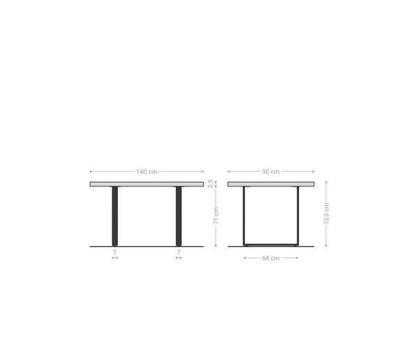 Dining Table Olympus Live-Edge 140x90cm Acacia Wood Natural Square Frame Black