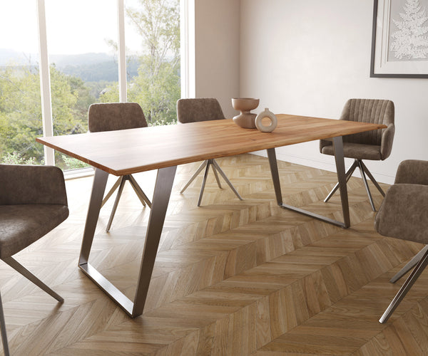 Dining Table Olympus Live-Edge 200x100cm Acacia Wood Natural Slanted Frame Steel