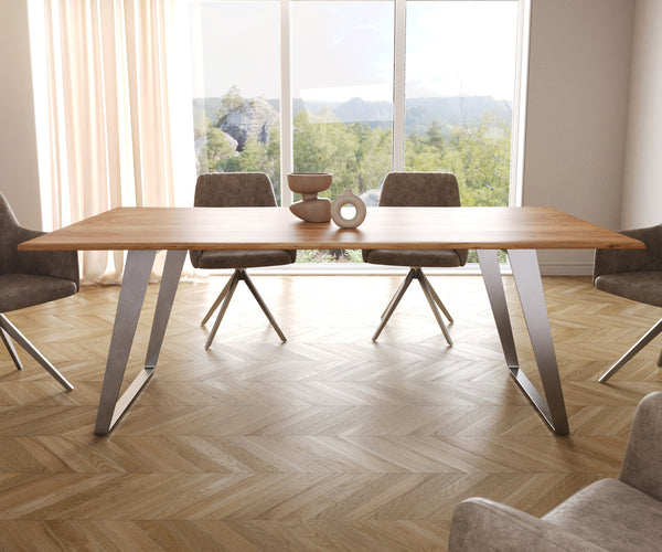 Dining Table Olympus Live-Edge 200x100cm Acacia Wood Natural Slanted Frame Steel