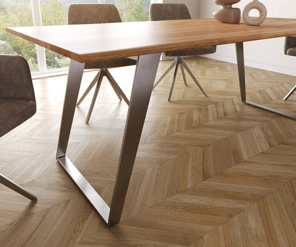 Dining Table Olympus Live-Edge 200x100cm Acacia Wood Natural Slanted Frame Steel