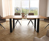 Dining Table Olympus Live-Edge 200x100cm Acacia Wood Natural Square Frame Black
