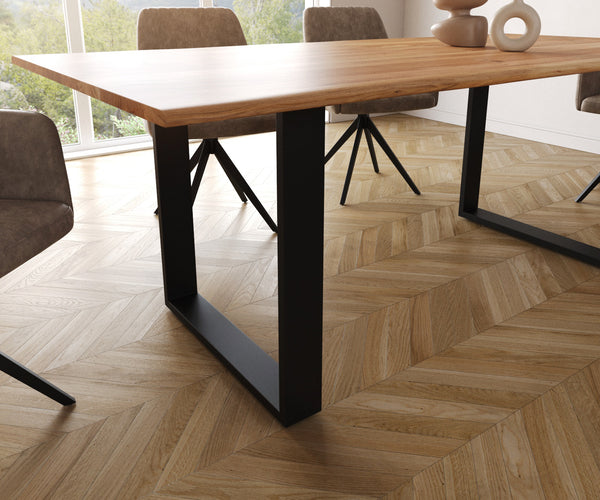 Dining Table Olympus Live-Edge 200x100cm Acacia Wood Natural Square Frame Black