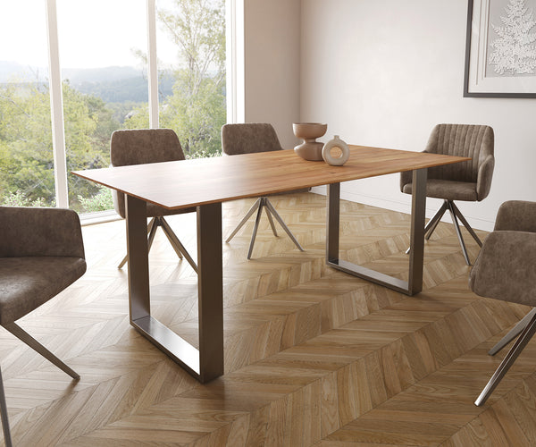 Dining Table Olympus 180x90cm Acacia Wood Natural Square Frame Slim Steel