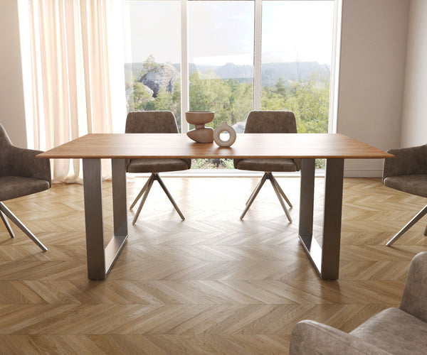 Dining Table Olympus 180x90cm Acacia Wood Natural Square Frame Slim Steel