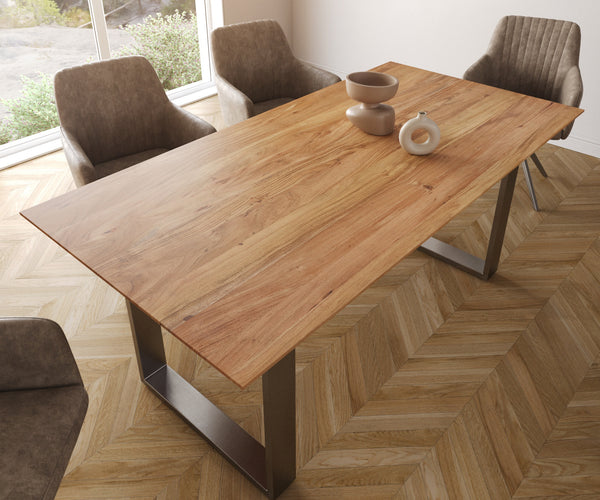 Dining Table Olympus 180x90cm Acacia Wood Natural Square Frame Slim Steel