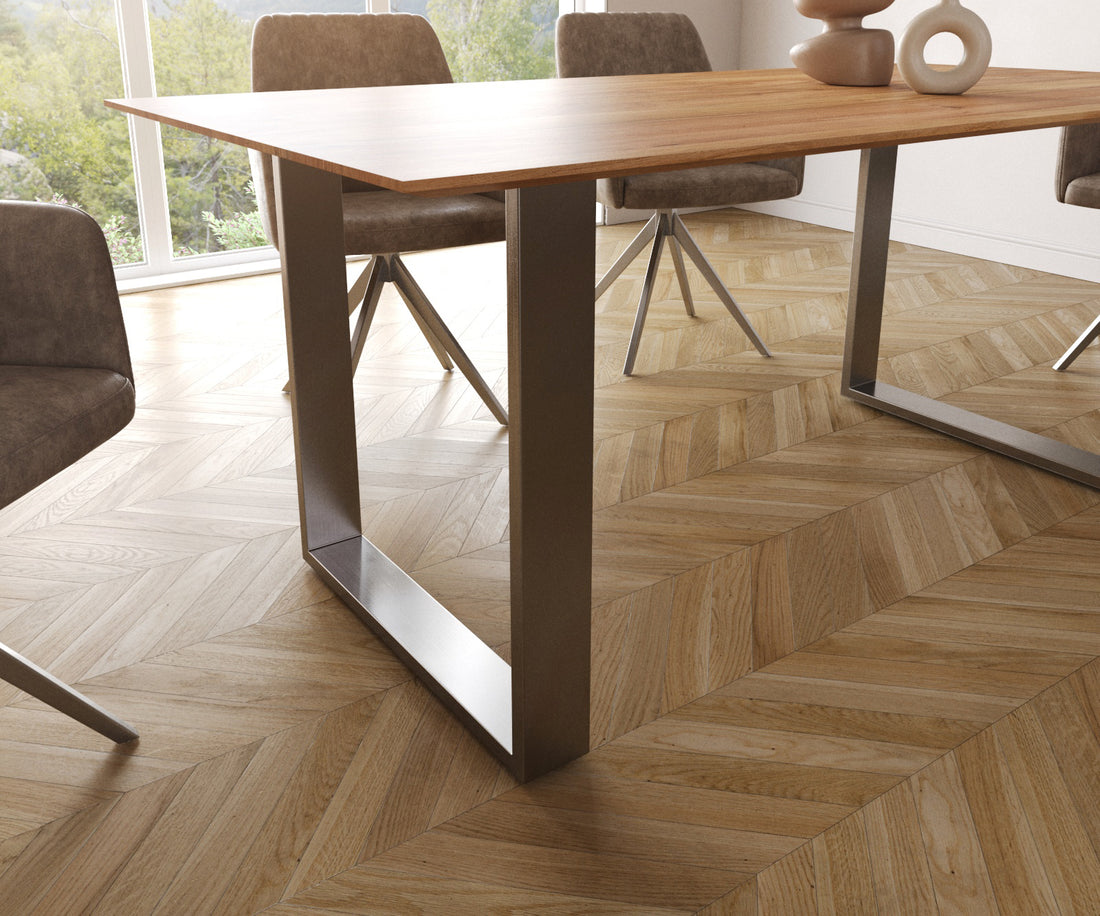 Dining Table Olympus 180x90cm Acacia Wood Natural Square Frame Slim Steel